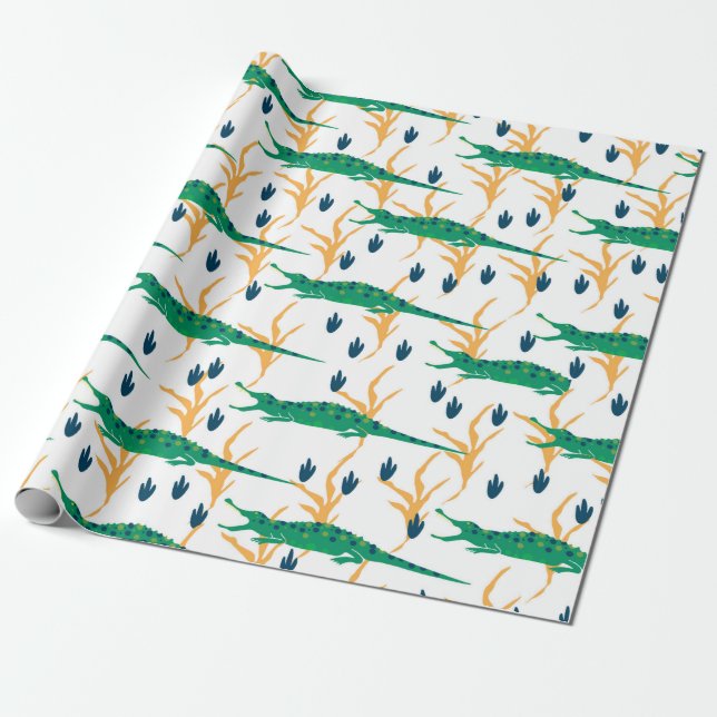 Papier Cadeau De mignons crocodiles sans couture motif. Animaux  (Déroulé)