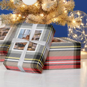 Papier cadeau de Noël à carreaux personnalisé