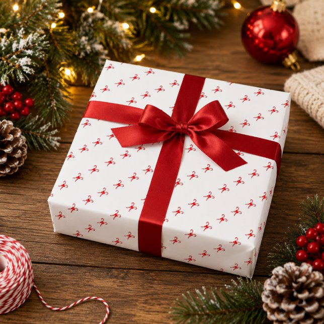 Papier cadeau de Noël à motif de canne de bonbon (Créateur téléchargé)