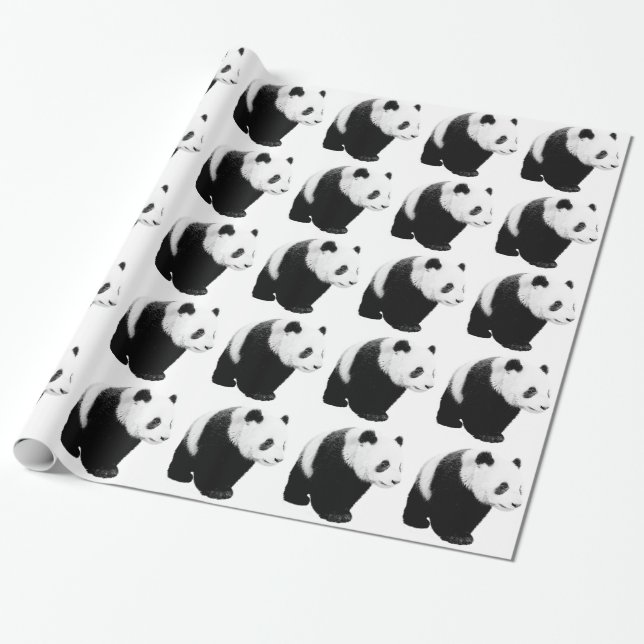Papier cadeau de Noël à motif Panda en marche (Déroulé)