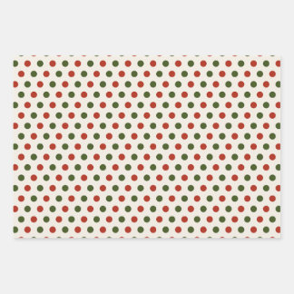 Papier Cadeau de Noël à pois Rouge & Vert Classiqu