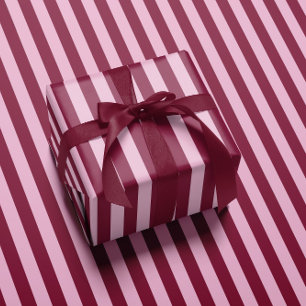 Papier cadeau de Noël à rayures rose rouge