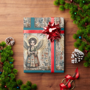 Papier cadeau de Noël Ange Vintage