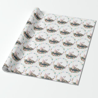 Papier cadeau de Noël avec image de cheval