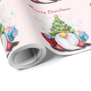 Papier cadeau de Noël avec mignonne Gnome