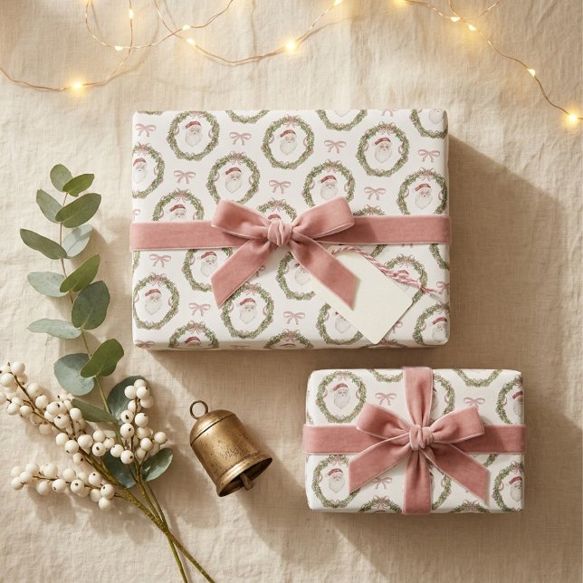 Papier cadeau de Noël avec Santa & Couronne à l'aq (Créateur téléchargé)