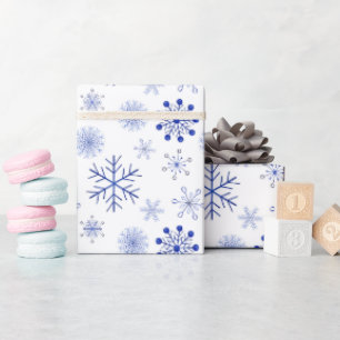 Papier cadeau de Noël bleu et blanc