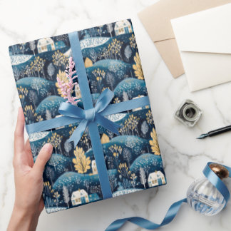Papier cadeau de Noël bleu scandinave