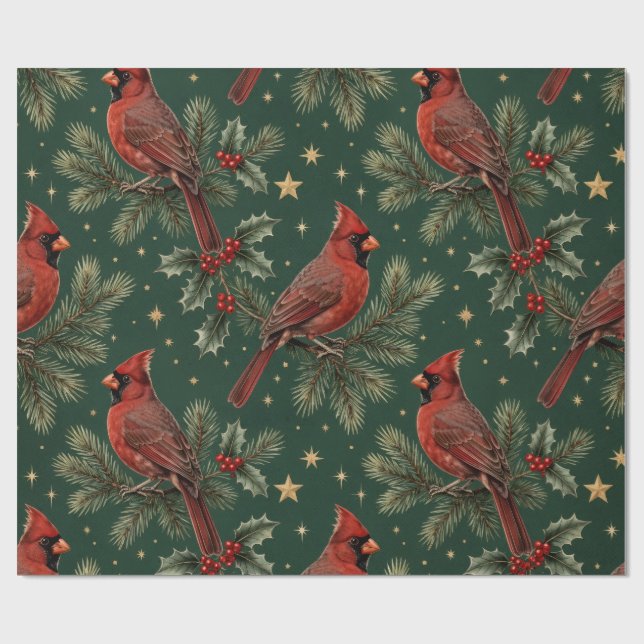 Papier cadeau de Noël Cardinal (Plat)