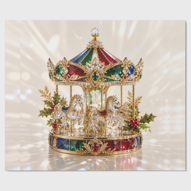 Papier cadeau de Noël Carrousel de Bijoux de Luxe (Plat)