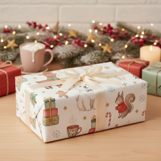 Papier cadeau de Noël Charming Festive Friends (Unique Holiday Style)