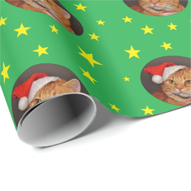 Papier cadeau de Noël Chat Tigré Orange Fêtes (Coin rond)