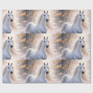 Papier cadeau de Noël Cheval et Neige
