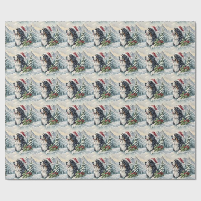 Papier cadeau de Noël Chien de montagne bernois (Plat)