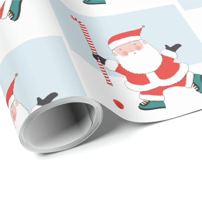 Papier cadeau de Noël de hockey sur gazon (Coin rond)