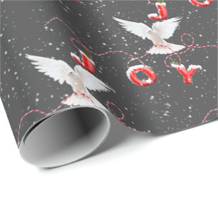 Papier cadeau de Noël Dove et flocons de neige Joi