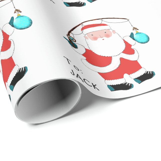 Papier cadeau de Noël drôle sur la pêche (Coin rond)