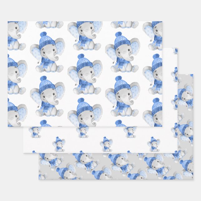 Papier cadeau de Noël Éléphant garçon (Lot)
