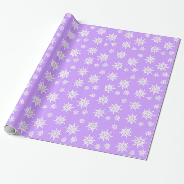 Papier cadeau de Noël épais Flocons de neige viole (Déroulé)