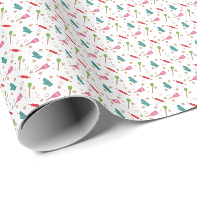 Papier Cadeau de Noël Esprits de Cuisson Radieux (Coin rond)