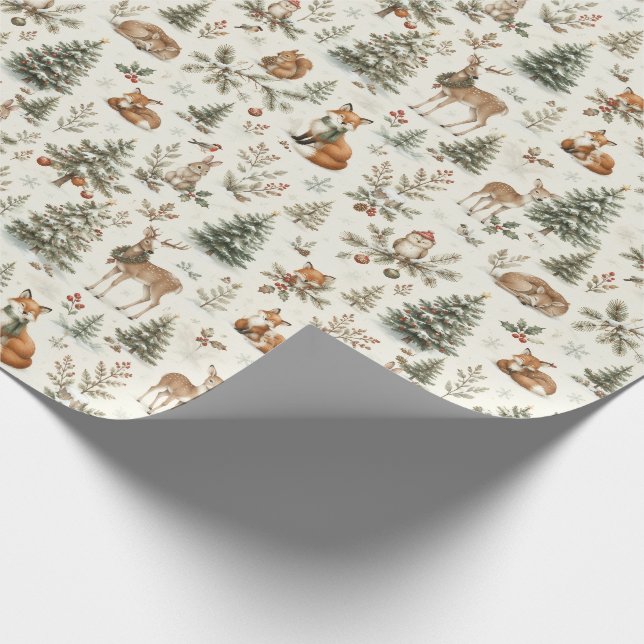 Papier cadeau de Noël Forêt d'Hiver (Coin)