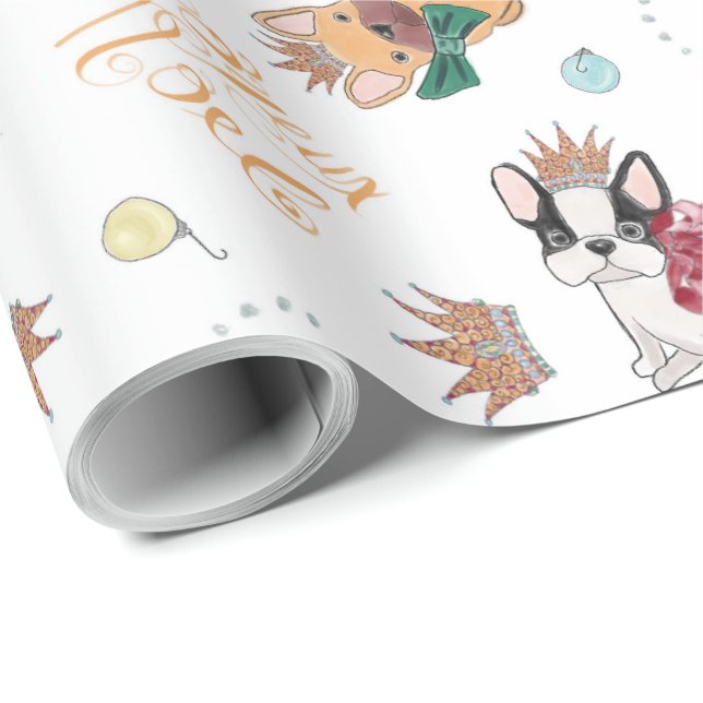 Papier cadeau de Noël Frenchie (Coin rond)