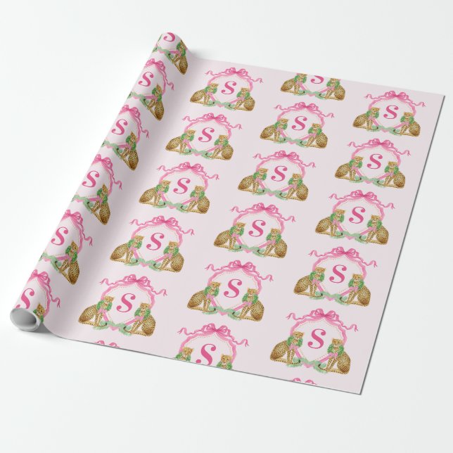 Papier cadeau de Noël grandmillénaire léopard mono (Déroulé)