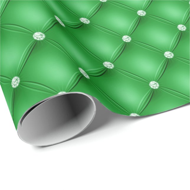 Papier cadeau de Noël Green Diamonds (Coin rond)