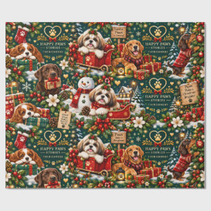 Papier Cadeau de Noël Happy Paws Stories Chiens Mi