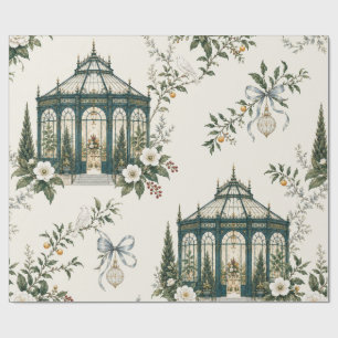 Papier cadeau de Noël Ivoire Maison de verre joyau