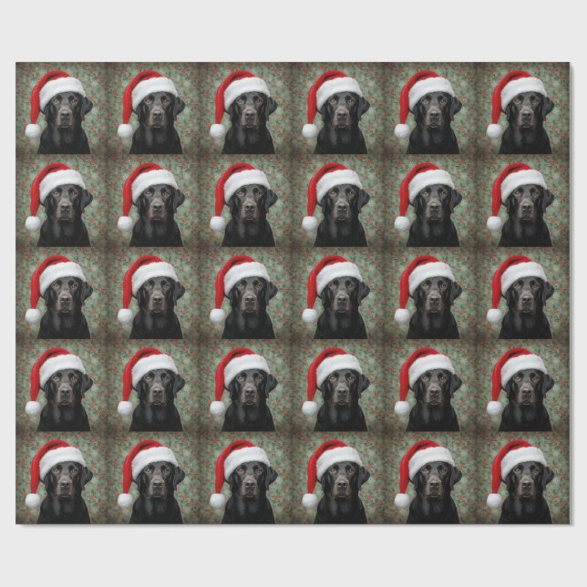 Papier cadeau de Noël labrador noir (Plat)