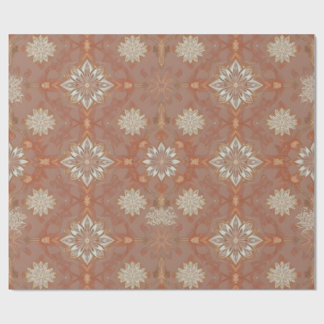 Papier cadeau de Noël orné de style hivernal hérit (Plat)