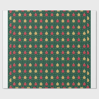 Papier Cadeau de Noël Ornement Rouge et Or Classiq