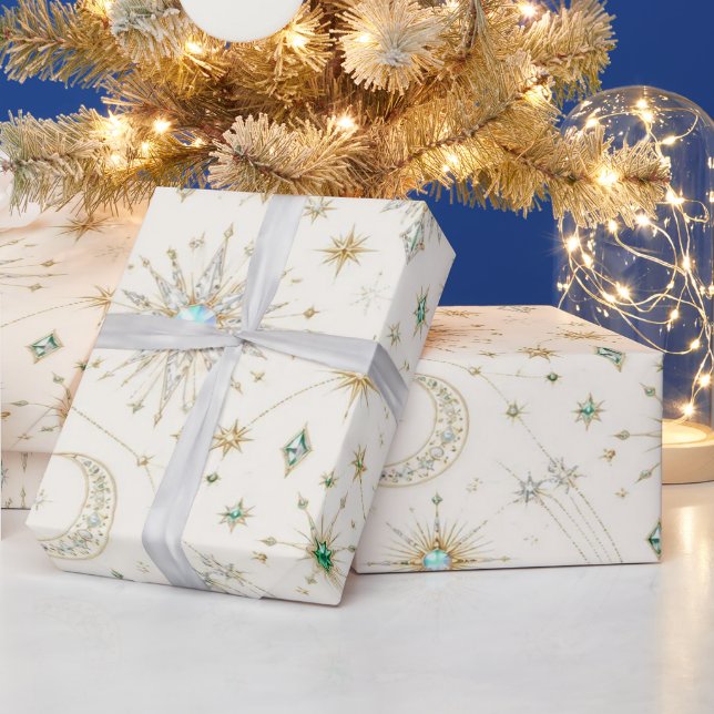 Papier cadeau de Noël Perle Aqua Céleste (Vacances)