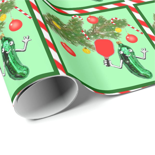 Papier cadeau de Noël Pickleball drôle (Coin rond)