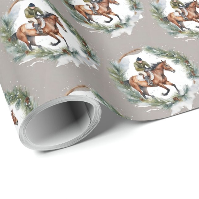 Papier Cadeau de Noël pour Cavalier (Coin rond)