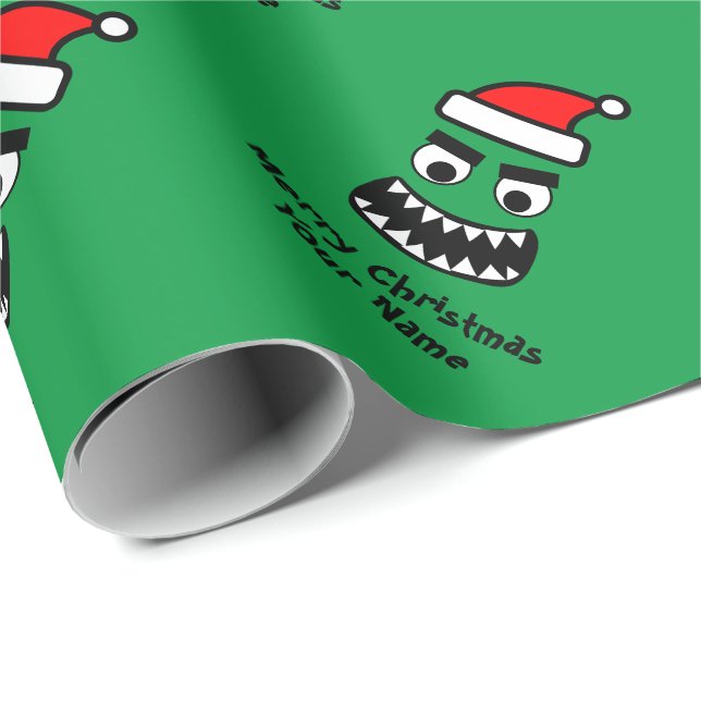 Papier cadeau de Noël pour enfants avec un monstre (Coin rond)