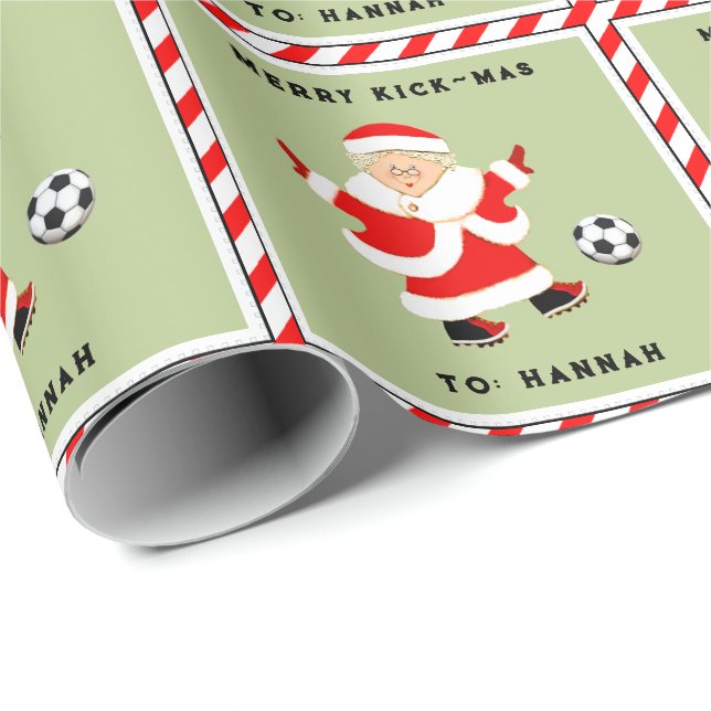 Papier cadeau de Noël pour foot féminin (Coin rond)