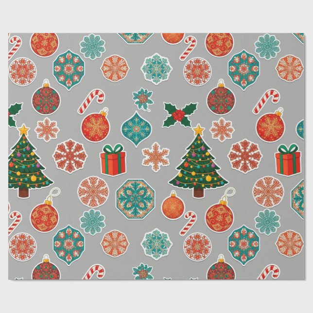 🎄 Papier Cadeau de Noël pour Présent de Fête de F (Plat)