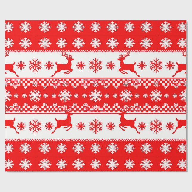 🎄 Papier Cadeau de Noël Renne et Flocon de Neige  (Plat)