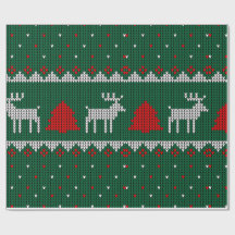 Papier Cadeau de Noël Renne Tricoté Cosy