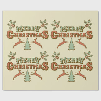 Papier Cadeau de Noël Renne Typographie