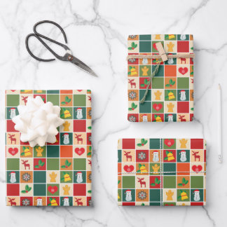 Papier cadeau de Noël rétro - 3 feuilles