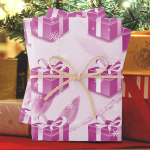 Papier cadeau de Noël rose