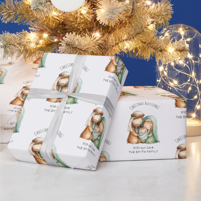 Papier Cadeau de Noël Scène de la Nativité (Vacances)