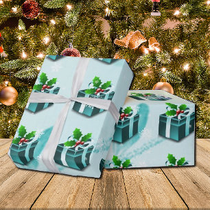 Papier cadeau de Noël turquoise