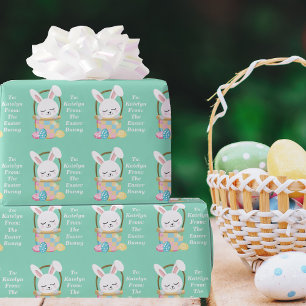 Papier Cadeau De Pâques Bunny Cute Pastel Green Kids Cadeau