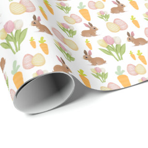 Papier cadeau de Pâques Lapin et Œufs