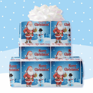 Papier Cadeau De Père Noël Ajouter le nom de l'enfant mignon Sno