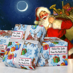 Papier Cadeau De Père Noël Ajouter le nom d'enfant Reindeer Slei